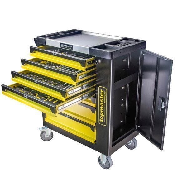Шкаф с инструменти topmaster, 7 чекмеджета, 182 части, 4 модула
