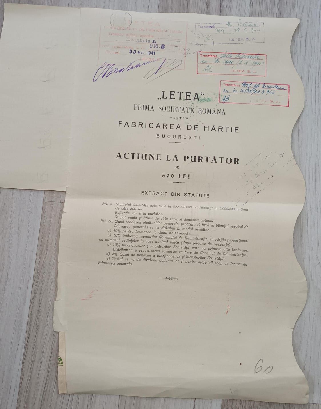 Acțiune Letea Romania 1939 colecție
