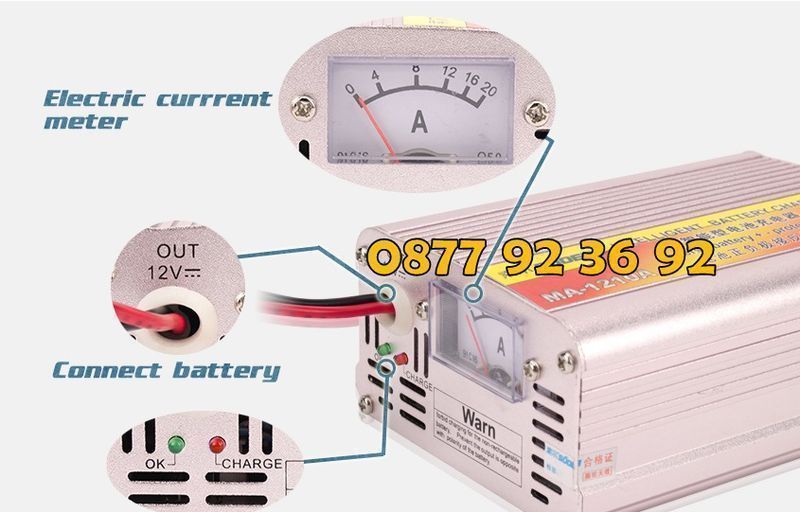 UKC ВИСОКОКАЧЕСТВЕНО зарядно устройство за акумулатор за кола 10AMP