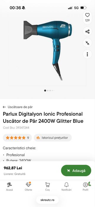 Parlux Digitalyon Ionic Profesional Uscător de Păr 2400W , sigilat