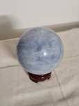 Sfera de celestit albastru natural, slefuita, 75mm diametrul