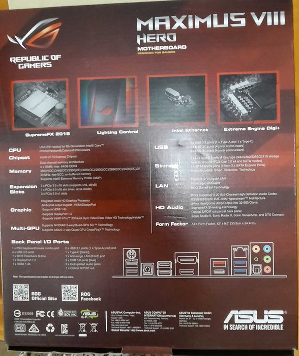 Placa de bază MAXIMUS VIII HERO +16 ram+ procesor, cooler, tastatura