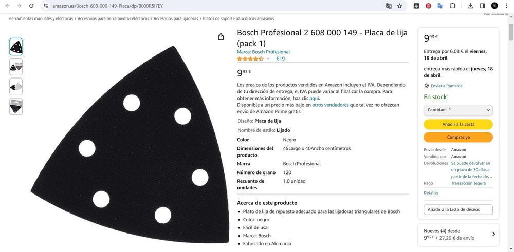 Placă de șlefuit Bosch Professional 2 608 000 149