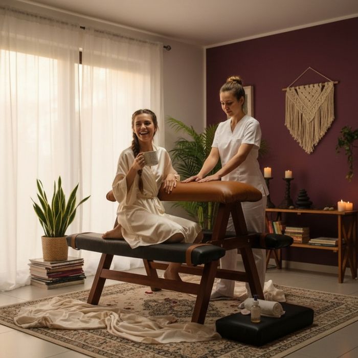 Bancă din piele naturală pentru relaxare