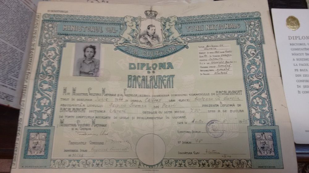 Diploma Bacalaureat Perioada Regalista Regele Mihai I Format Mare