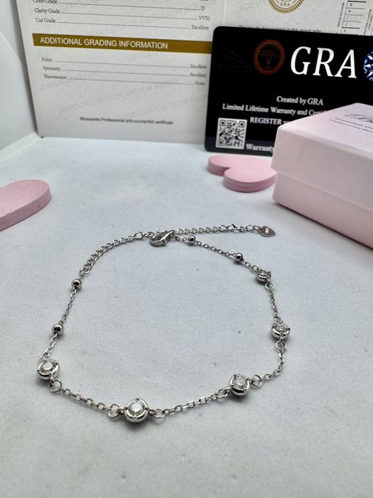 Сребърна гривна с мойсанит (диамант) 0.5 карата