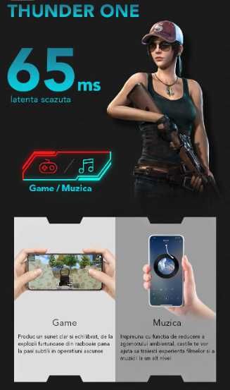 Casti Wireless "Dare to listen" fara fir, Gaming, Bluetooth 5.1