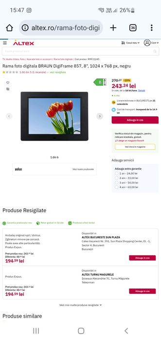 Rama foto digitală Braun DigiFrame 857, 8”, 1024×768, stare foarte bun