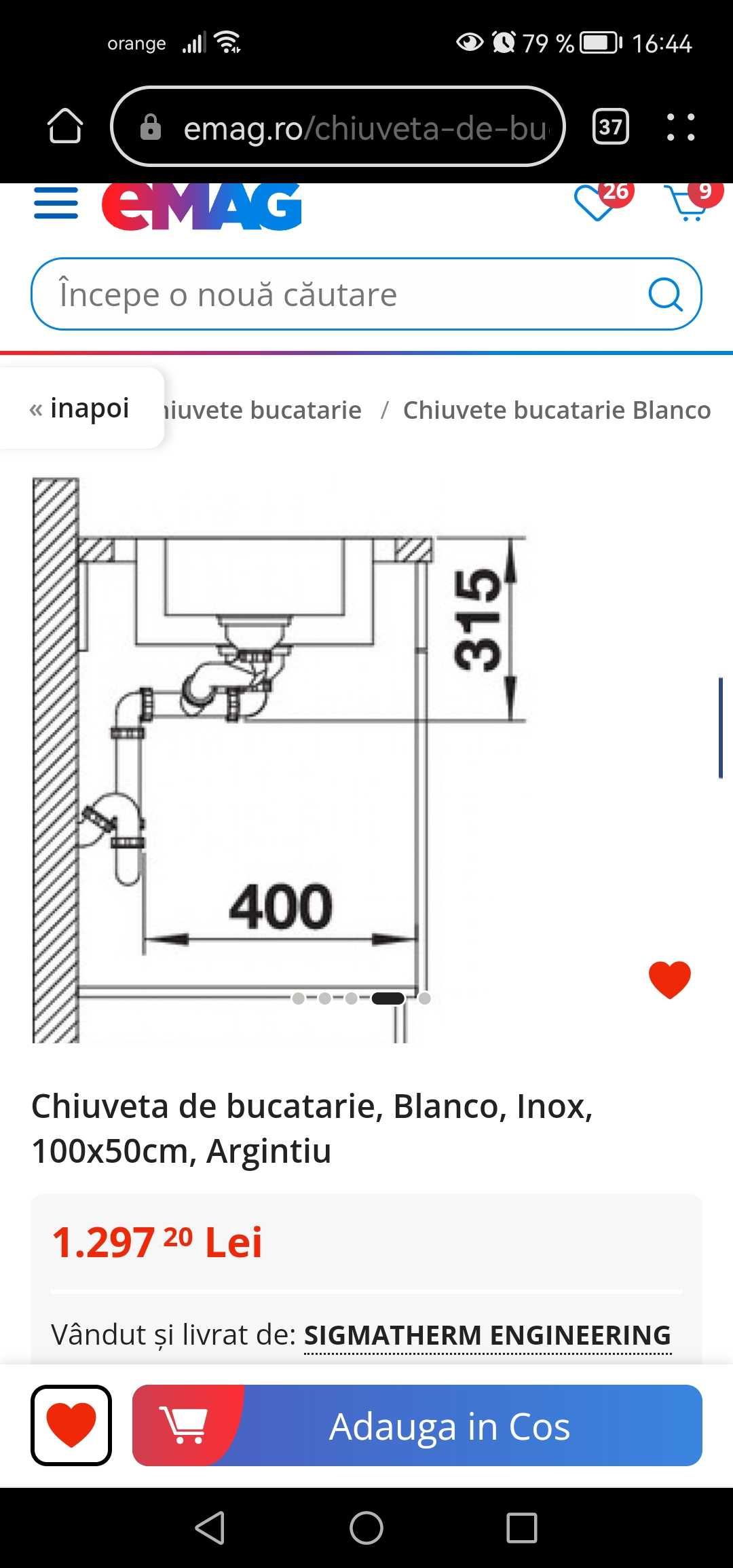 Chiuveta BLANCO premium 1,5cuve+ PICURATOR 100x50cm, pret Emag 1300lei