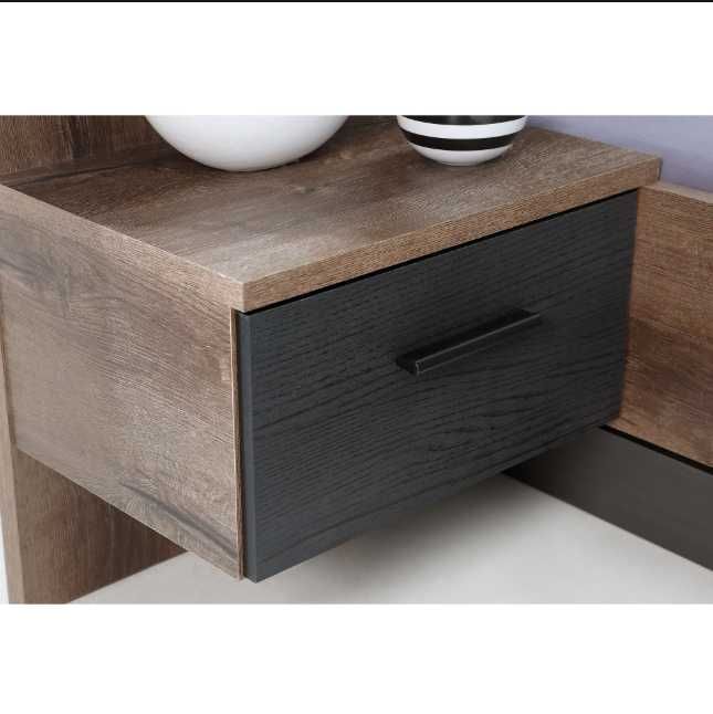 Pat cu noptiere KringX Bronx 160x200 stejar antracit stare buna