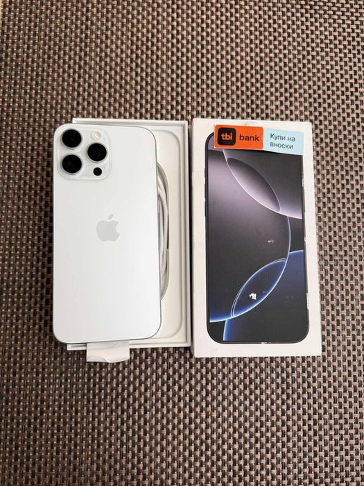 НОВ! 1TB! Iphone 16PRO MAX Лизинг от 88лв/м White titanium Гаранция!