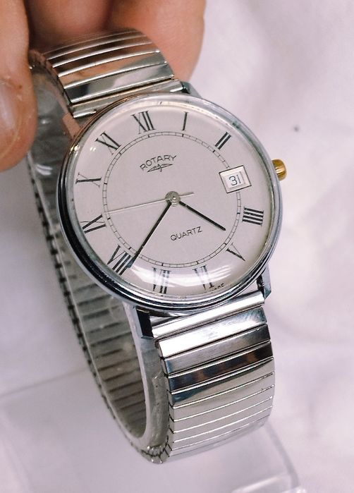 Ceas de damă Rotary cu quartz, din otel inoxidabil.