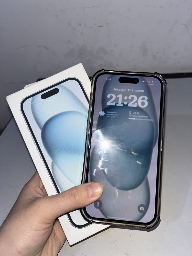 iPhone 15 + Зарядкасымен, 256Гб,100%