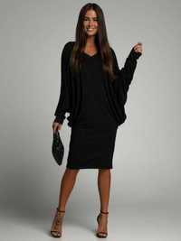 Рокля - туника - блуза с прилеп ръкави - Черна