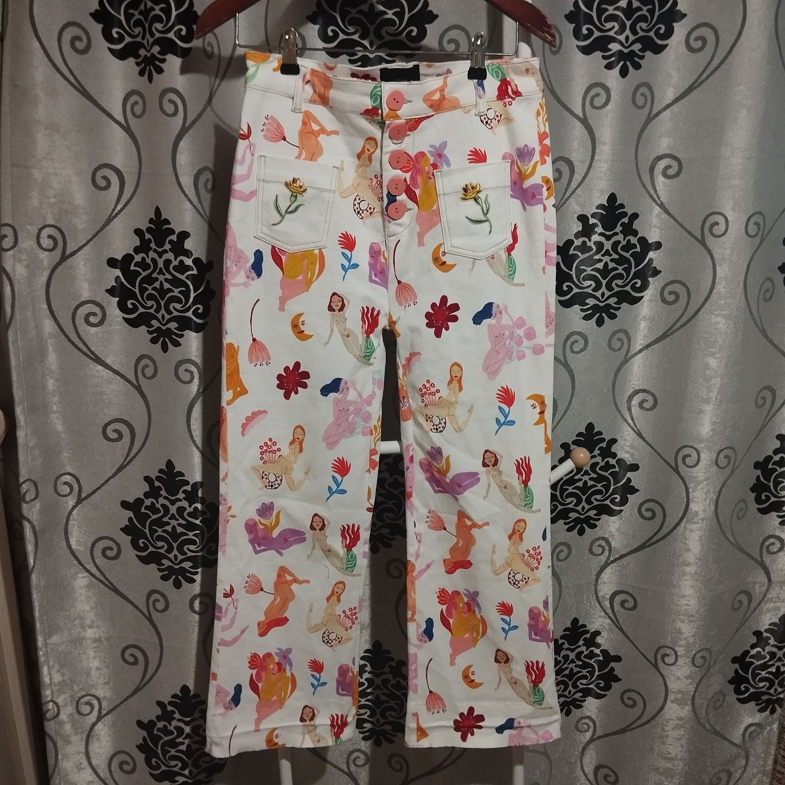 Miranda Makaroff x Desigual artist graphic print pantaloni evazați