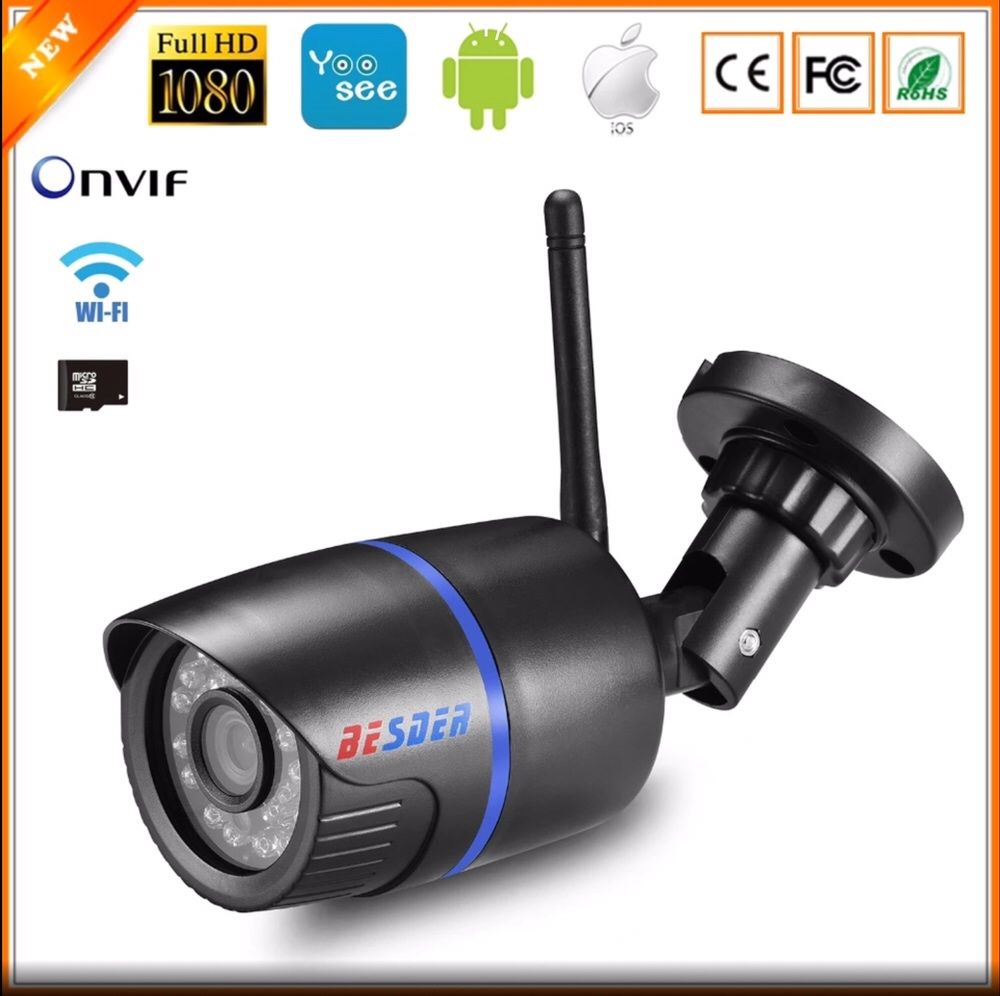 BESDER Camera Exterioara IP Wifi 1080P ONVIF Wireless 2,8 mm