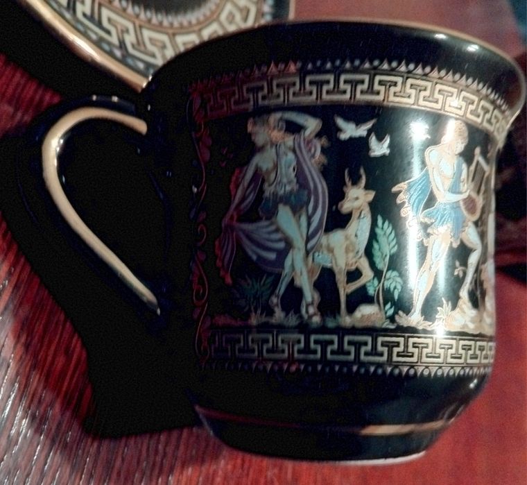 Гръцки чаши за кафе/чай с рисунки, 6 бр.