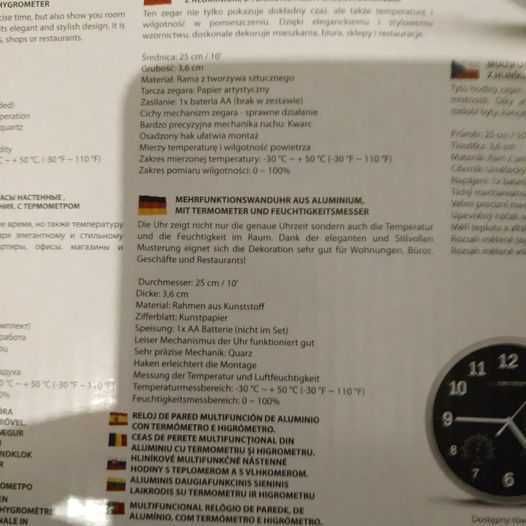 Ceas de perete cu termometru și hidrometru pt umiditate,nou.