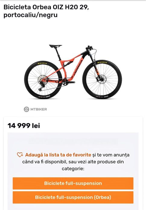 Full suspension Orbea OIZ H2O 29" FOX Float Orange Black