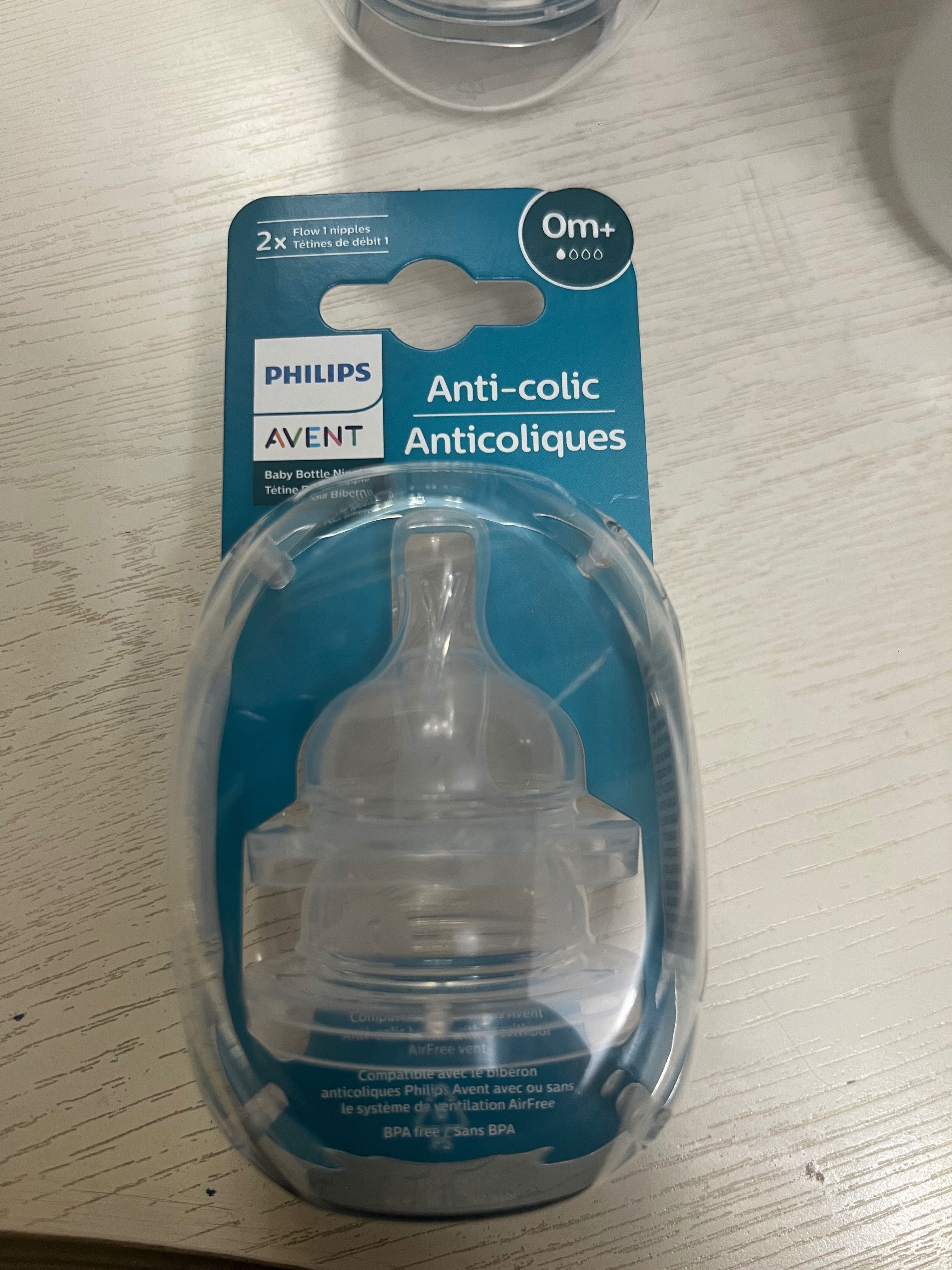 Соски для бутылок Avent Anti-colic 0+ (с одной дырочкой)