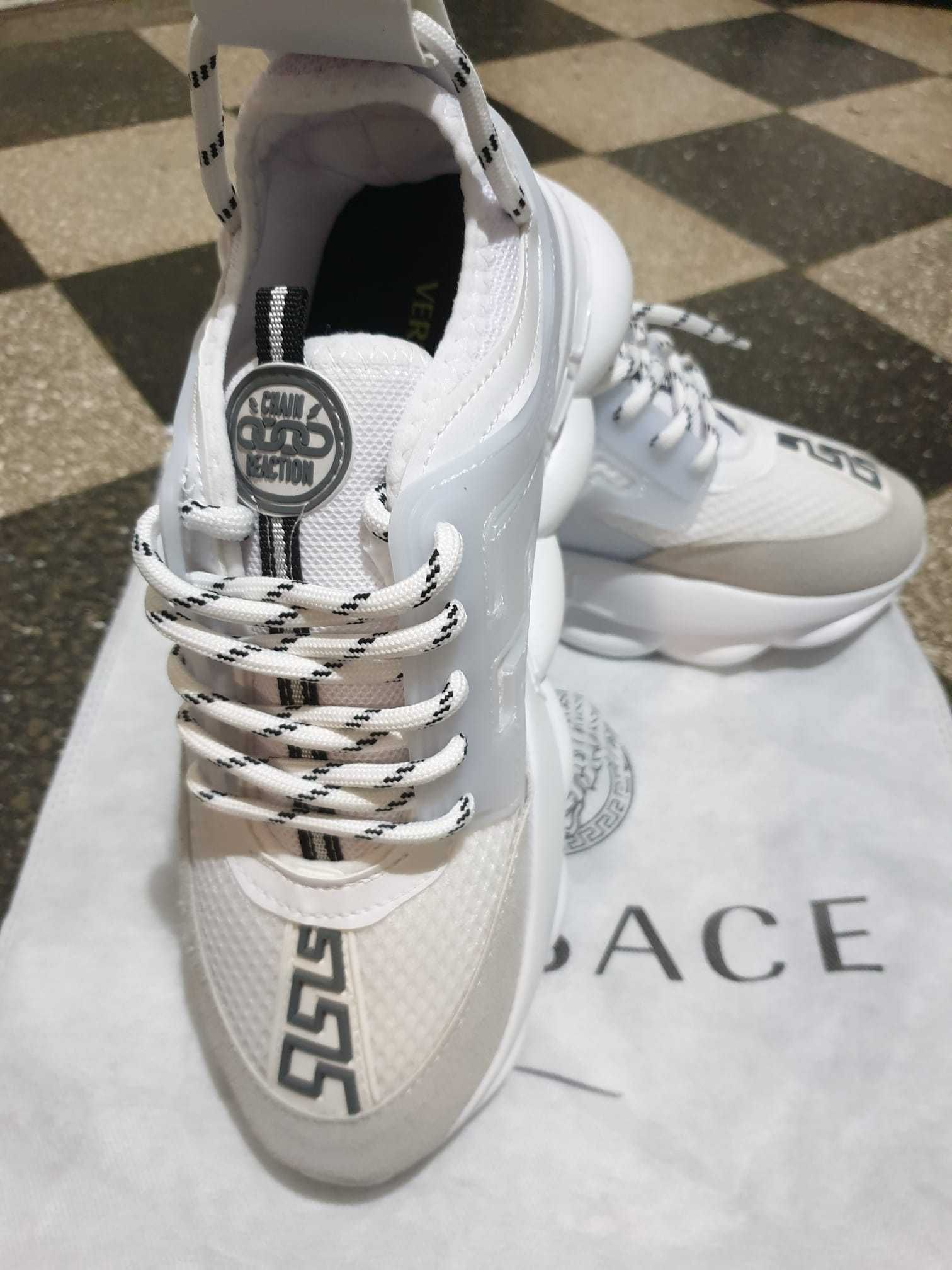 Adidasi unisex dama si barbati Versace Chain Reaction white