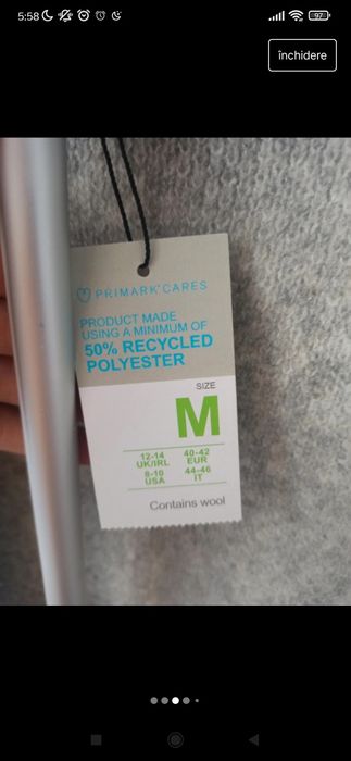 Cardigan lung Primark conținut de lana