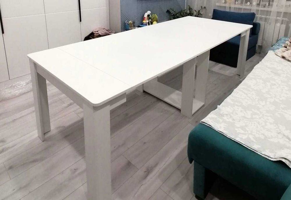 Стол консоль-трансформер, 300х100x76 см, ЛДСП, белый