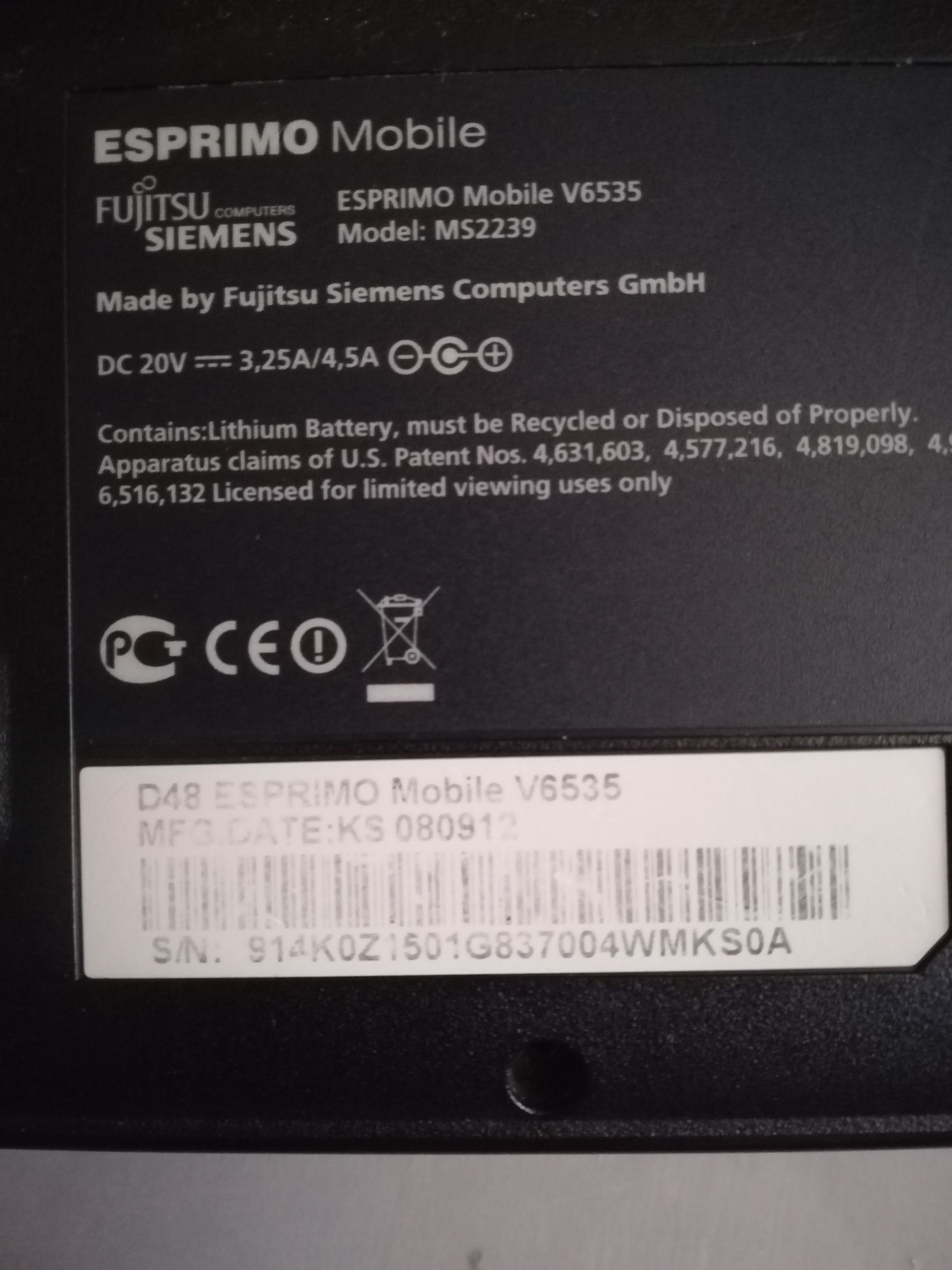 Laptop Fujitsu Siemens Esprimo Mobile V6535