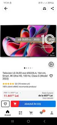 Televizor LG OLED evo 65G33LA,  164 cm, Smart, 4K Ultra HD 2023 nou