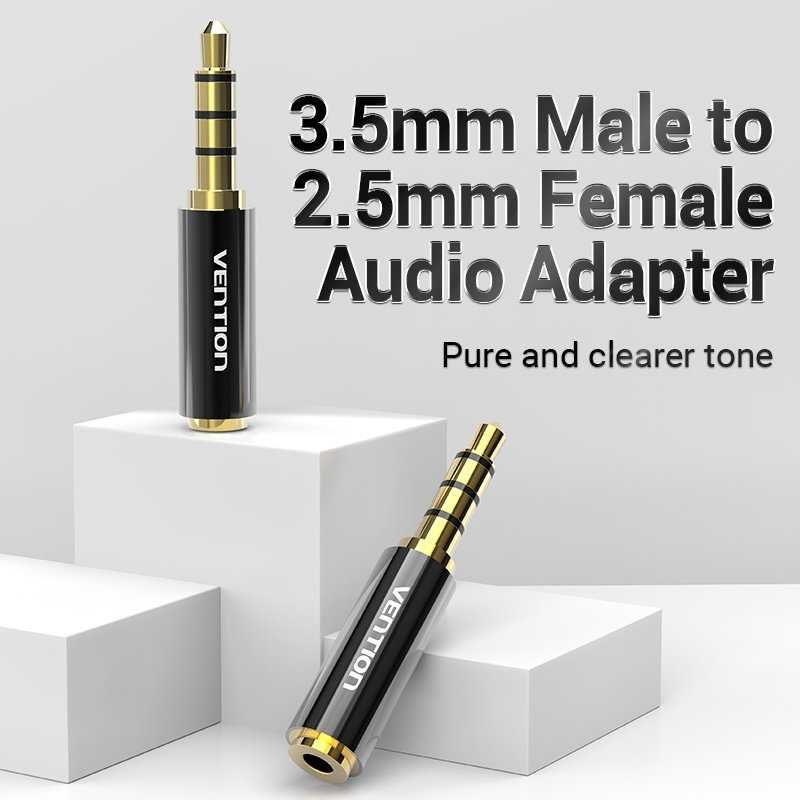 Audio адаптер 3.5mm M / 2.5mm F Black Metal - Vention - BFBB0