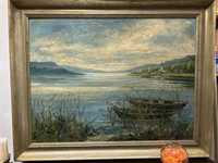 Tablou pictura peisaj lac de munte 75x65