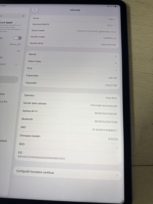 Ipad Pro 12.9 256Gb 5th gen Wi-fi Intretinuta
