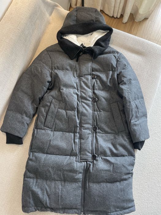 Geaca lunga lana casmir puf de gasca M