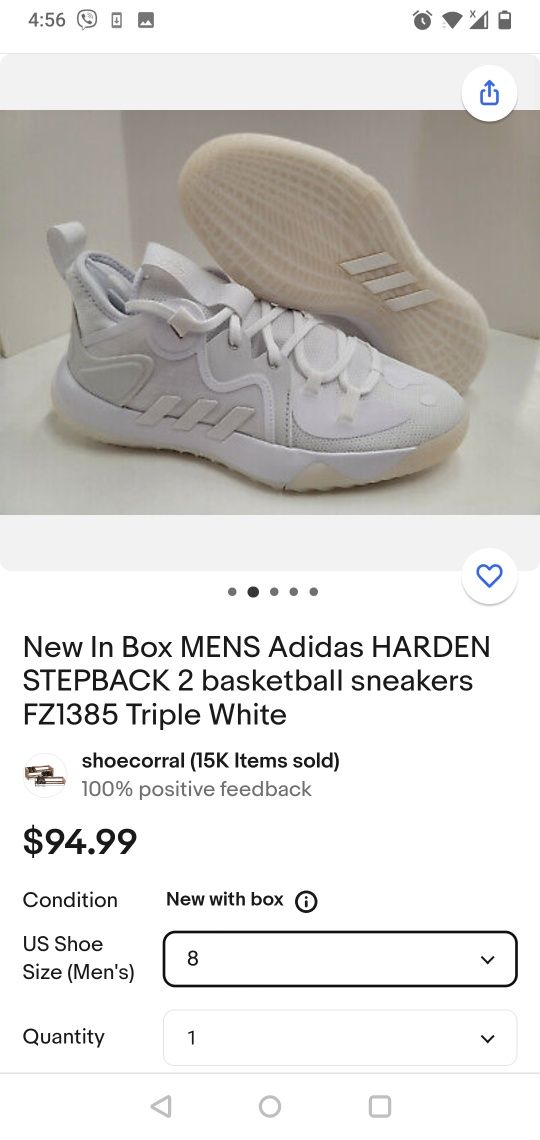 Adidas Harden Stepback 2 Triple White номер 38 2/3 код 28A