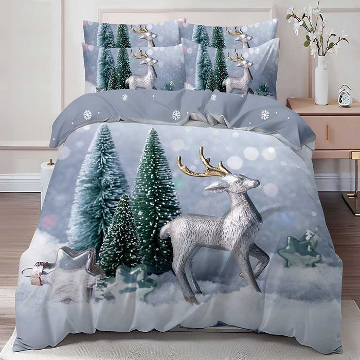 Двулицево коледно спално бельо (Реално изображение), 6 части