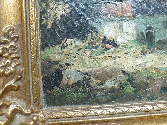 Tablou Ulei pe pânză o lucrare realizată în cuțit semnata încadrată î