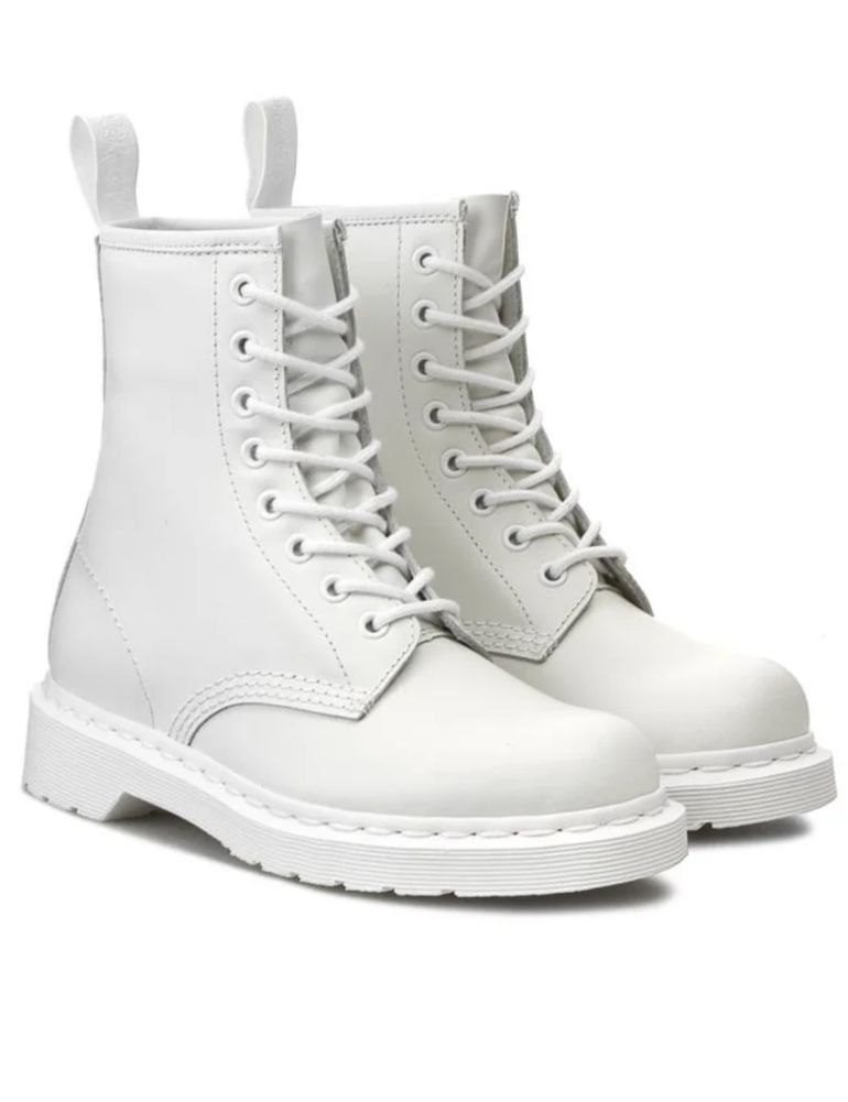 Bocanci Dr. Martens 1460 Mono White noi, originali, in cutie