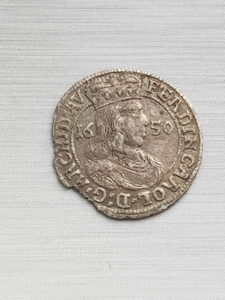 Moneda casa de Habsburg 3 kreuzer 1650 Ferdinand Carol