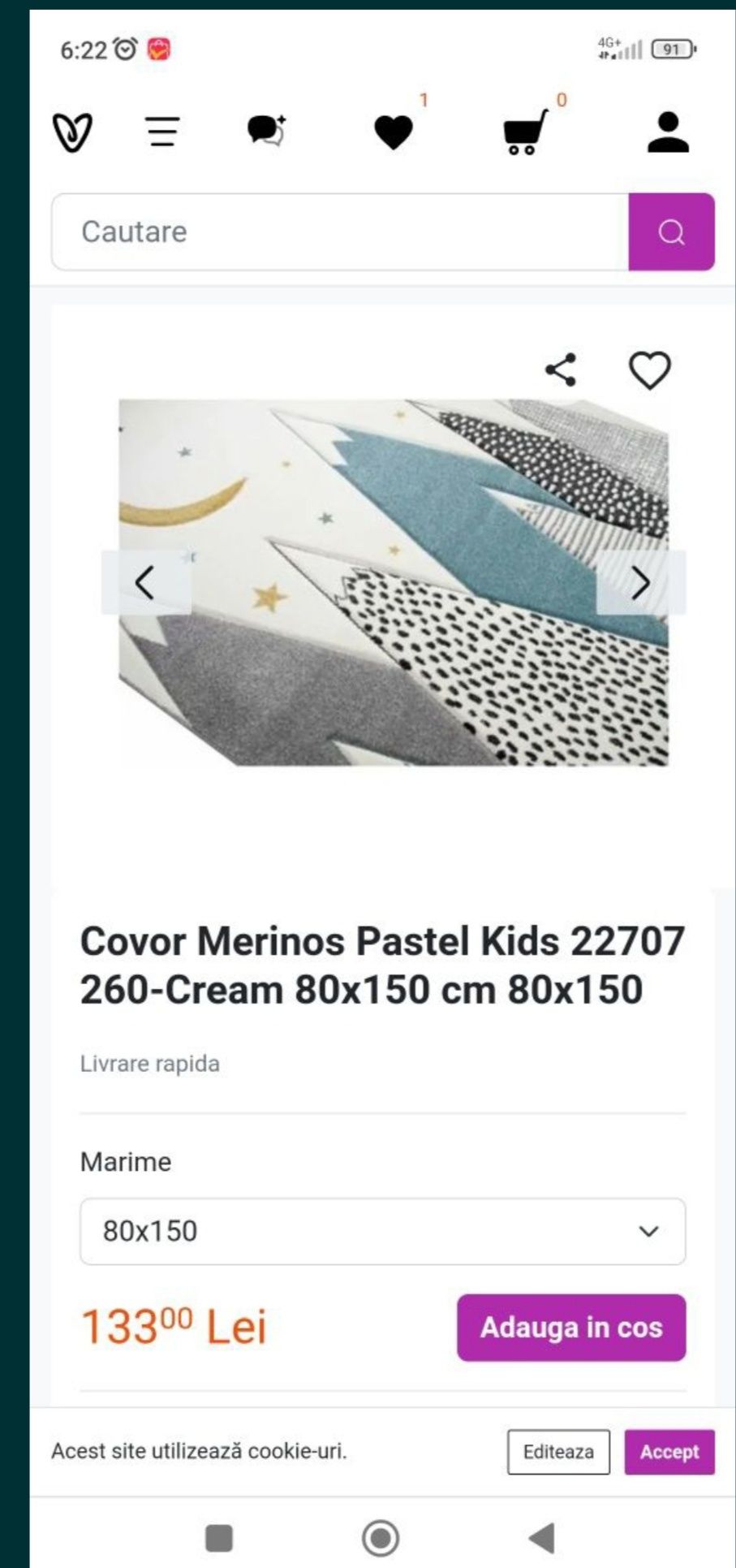 Covor și veioza camera copil