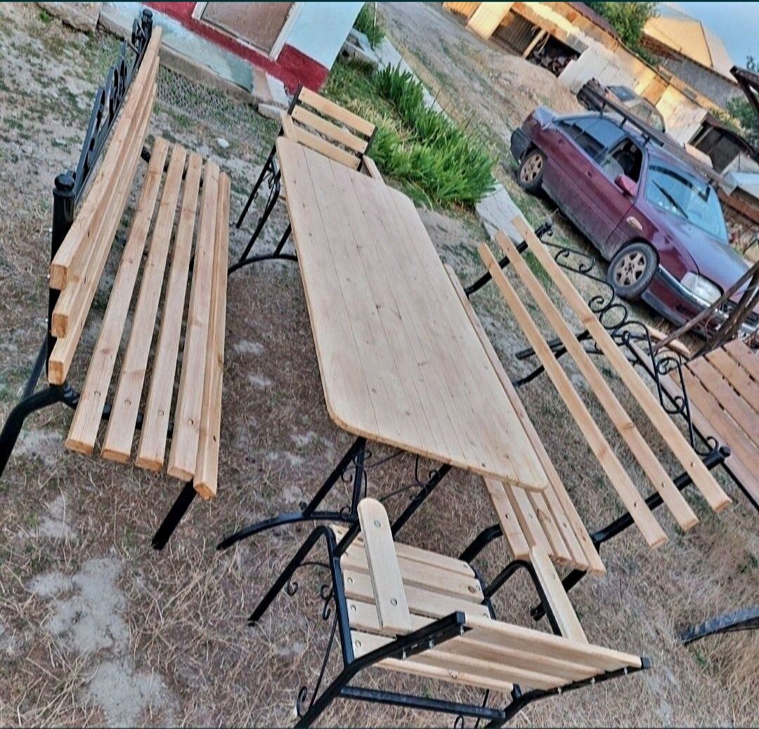 Стол и скамейка 2мт,  урно