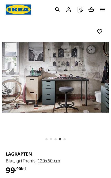 NOU! Blat IKEA 120x60 cm gri închis