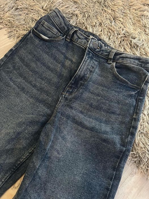 Дамски дънки Stradivarius , Mom jeans , кожен клин