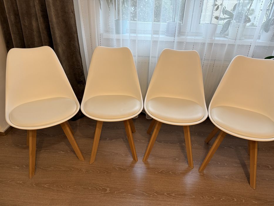 Scaune moderne albe – set 4 bucăți