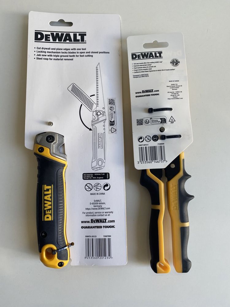 Ножица за ламарина DeWALT + Сгъваем Трион 2в1 за гипсокартон DeWALT