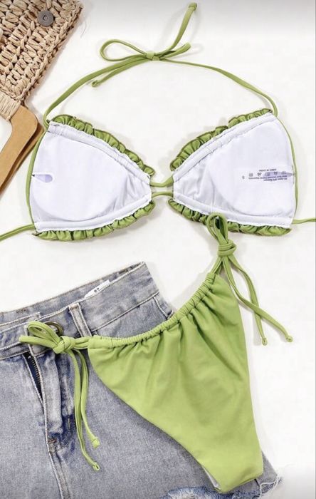 Бански 2 части комплект зелен с подплънки