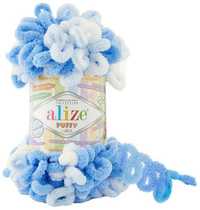 Пряжа Alize Puffy Color бирюзовый меланж (5924)