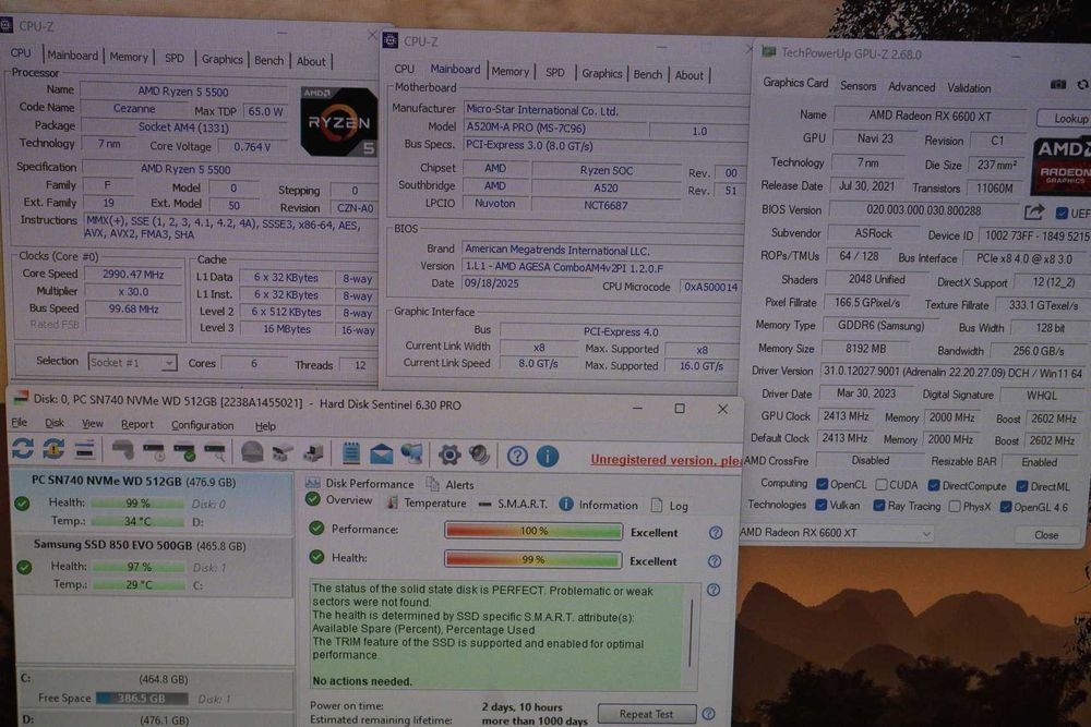 Gaming PC: Ryzen 5500/ RX 6600 XT/ 16GB/ 512GB Nvme/ Corsair PSU