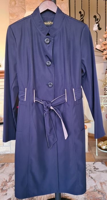 Дамски тъмносин шлифер/тренчкот