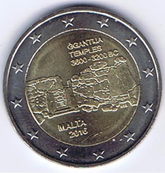 moneda 2 euro comemorativa MALTA 2016-Templul Ggantija, UNC
