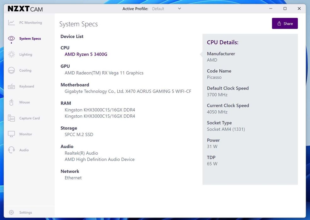 PC AMD Ryzen 5 3400G / 32Gb Ram / SSD 256Gb
